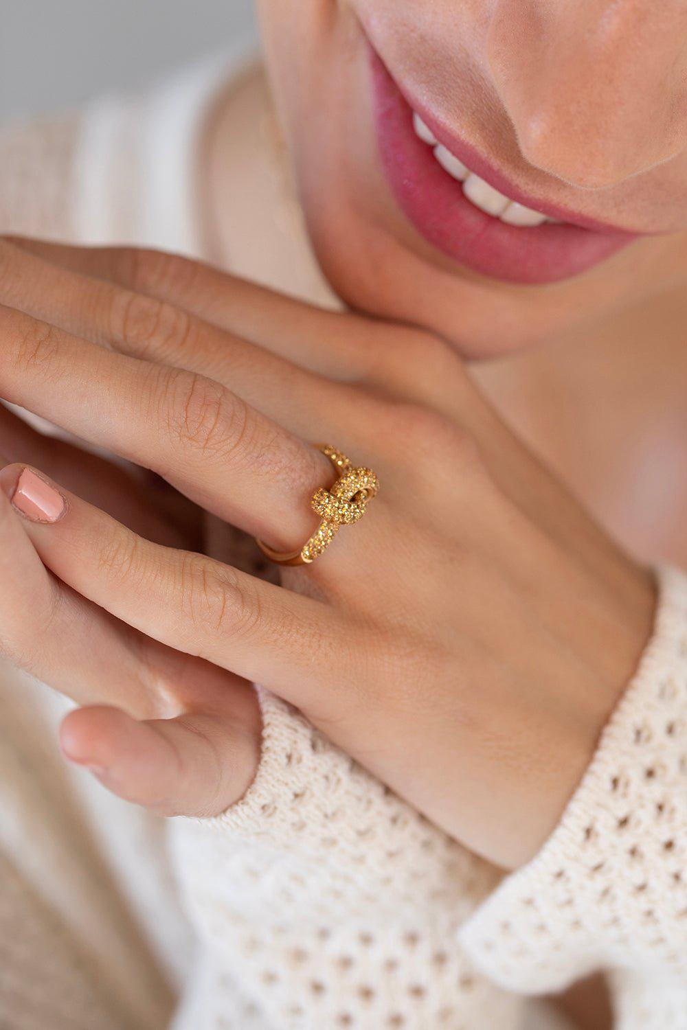 THE LOVE KNOT BY CORALIE-Yellow Sapphire Love Knot Ring-YELLOW GOLD