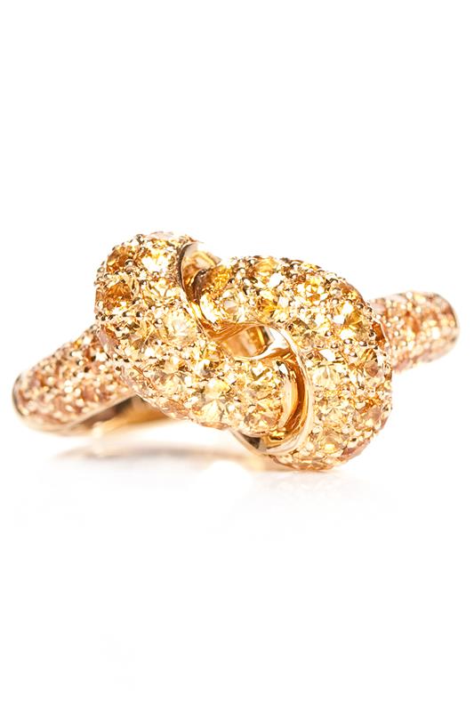 THE LOVE KNOT BY CORALIE-Yellow Sapphire Love Knot Ring-YELLOW GOLD