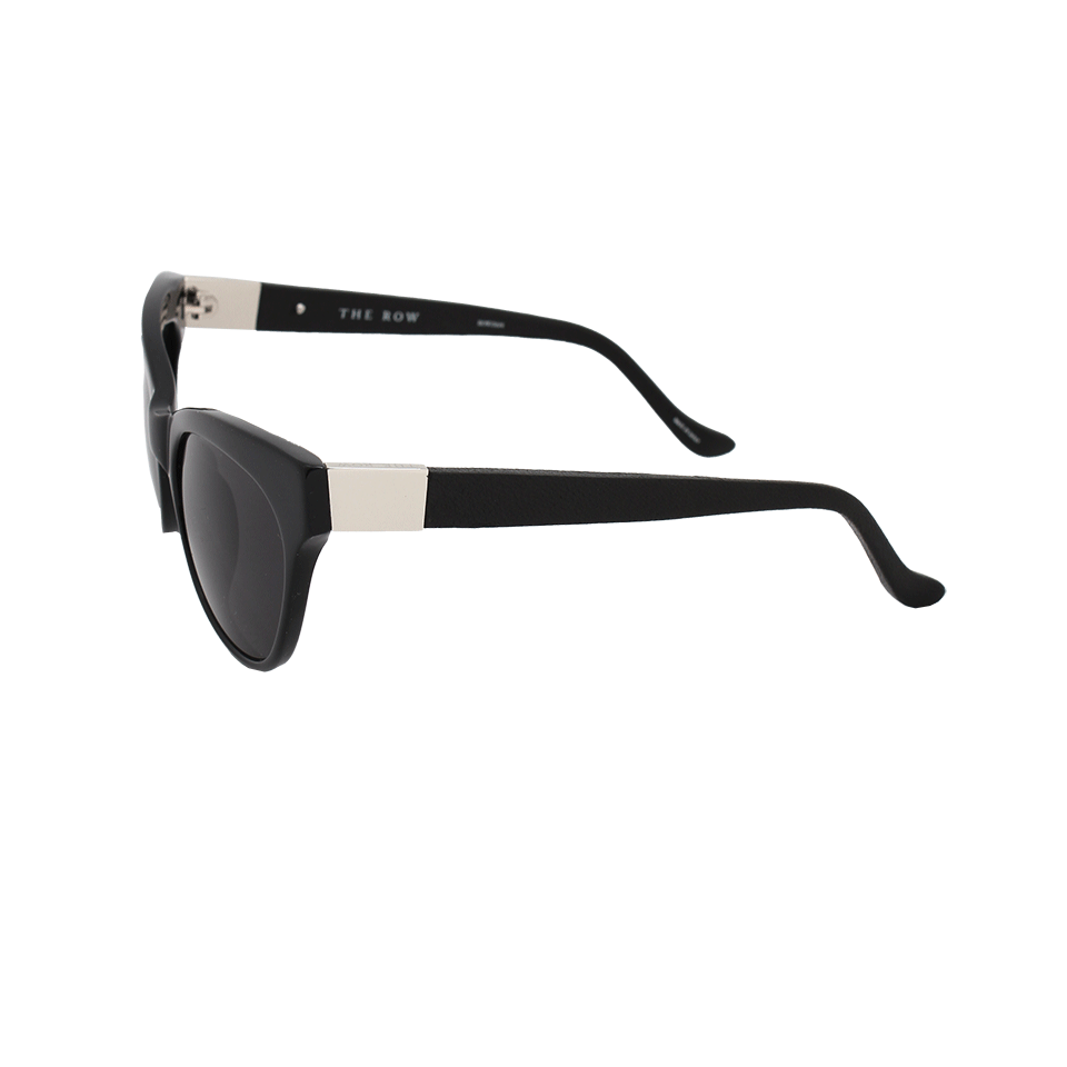 THE ROW-Leather Stem Cat Eye Sunglasses-BLACK