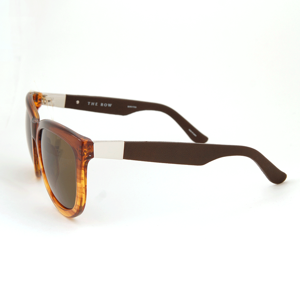 THE ROW-Mahogany Leather Sunglasses-WALNUT