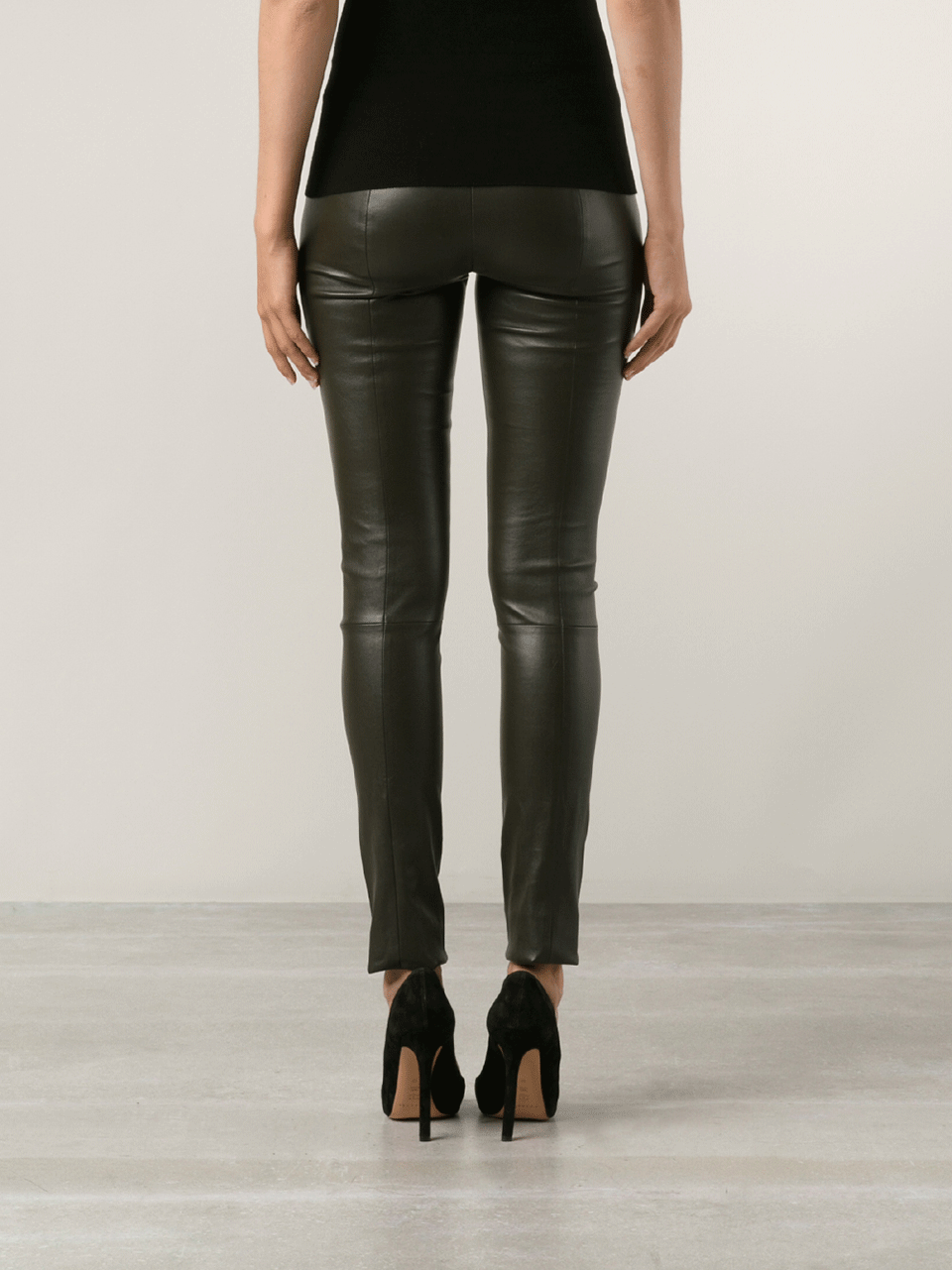 THE ROW-Pull On Moto Loden Leather Pants-