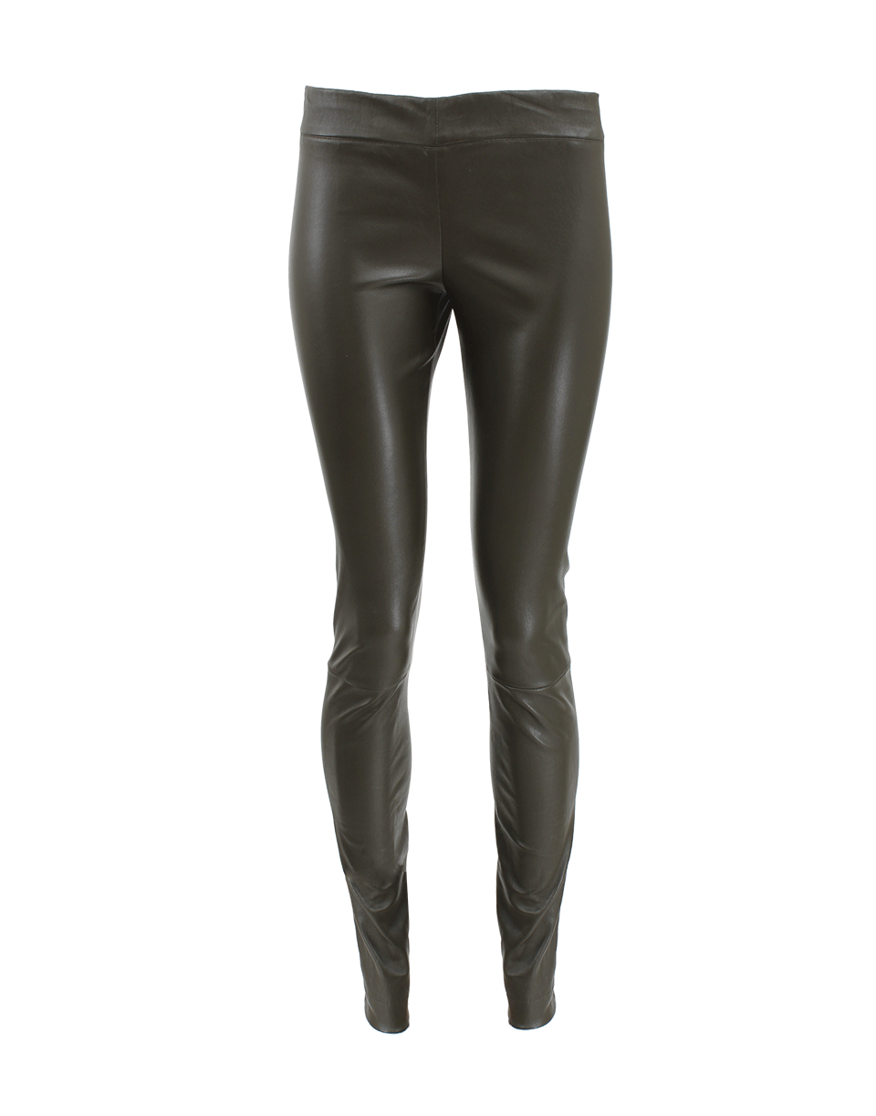 THE ROW-Pull On Moto Loden Leather Pants-