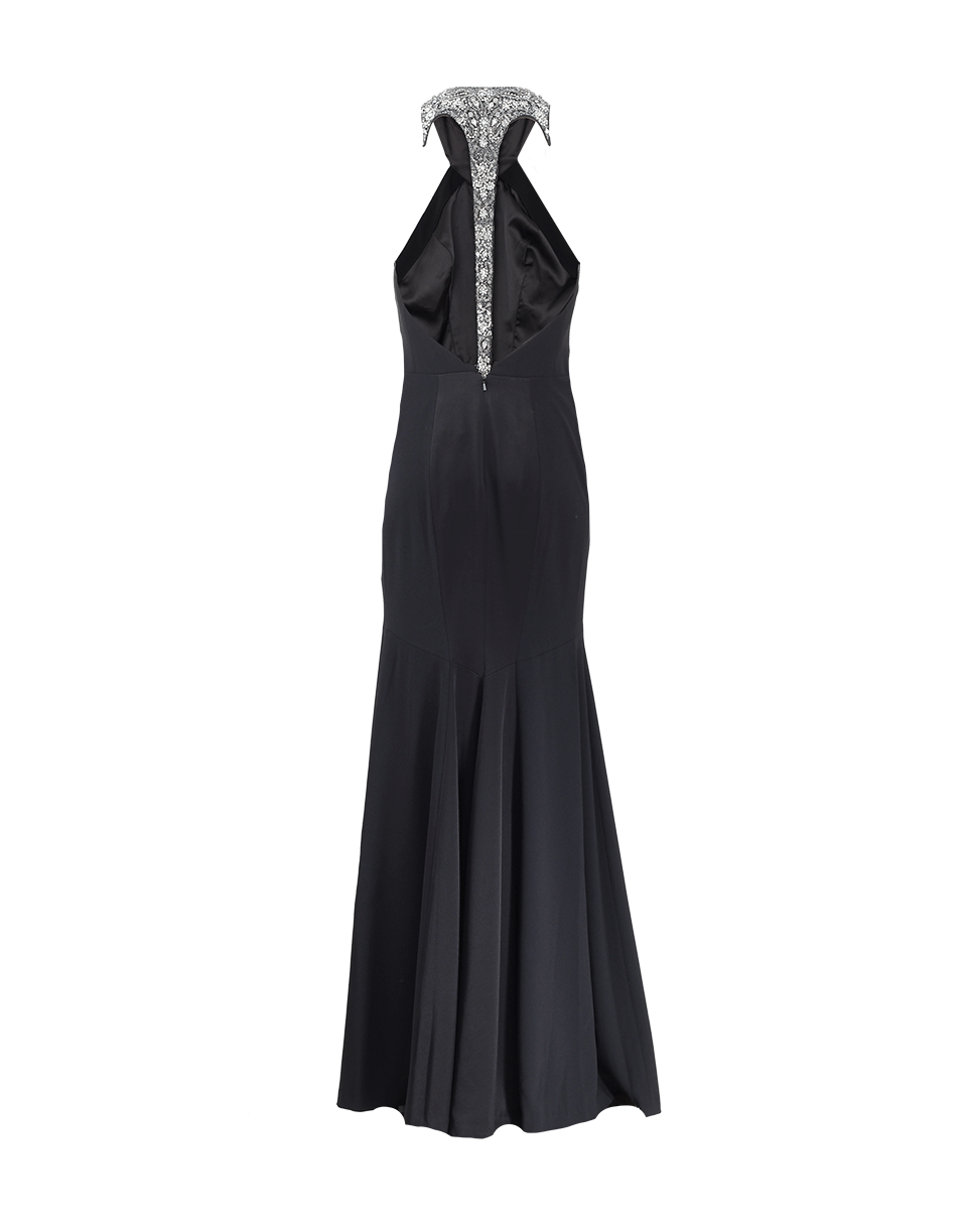 THEIA-Halter Beaded Back Mermaid Gown-