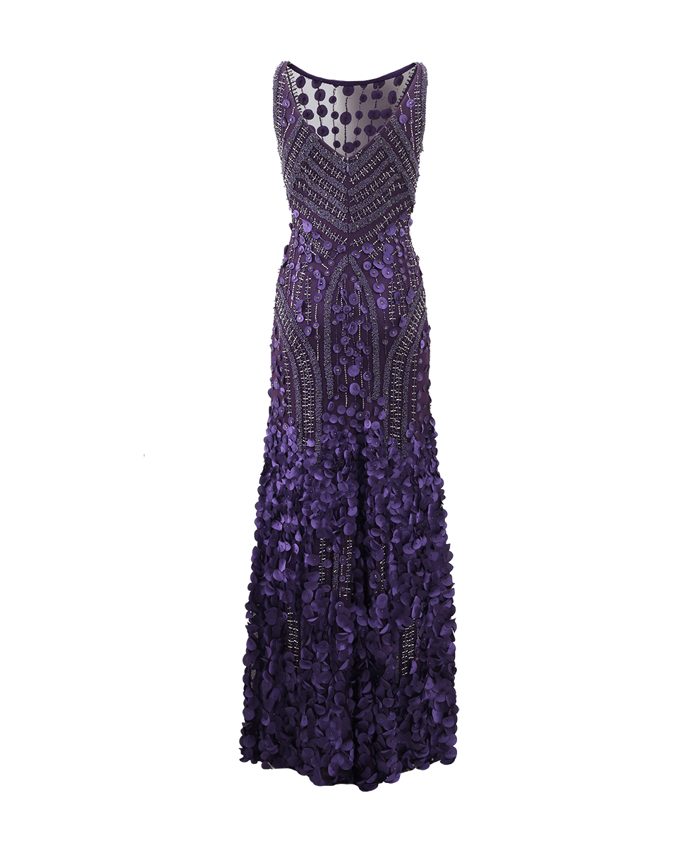 THEIA-Scoop Back Beaded Gown-