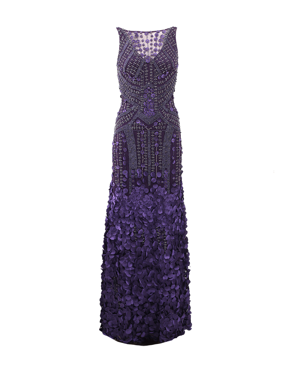 THEIA-Scoop Back Beaded Gown-