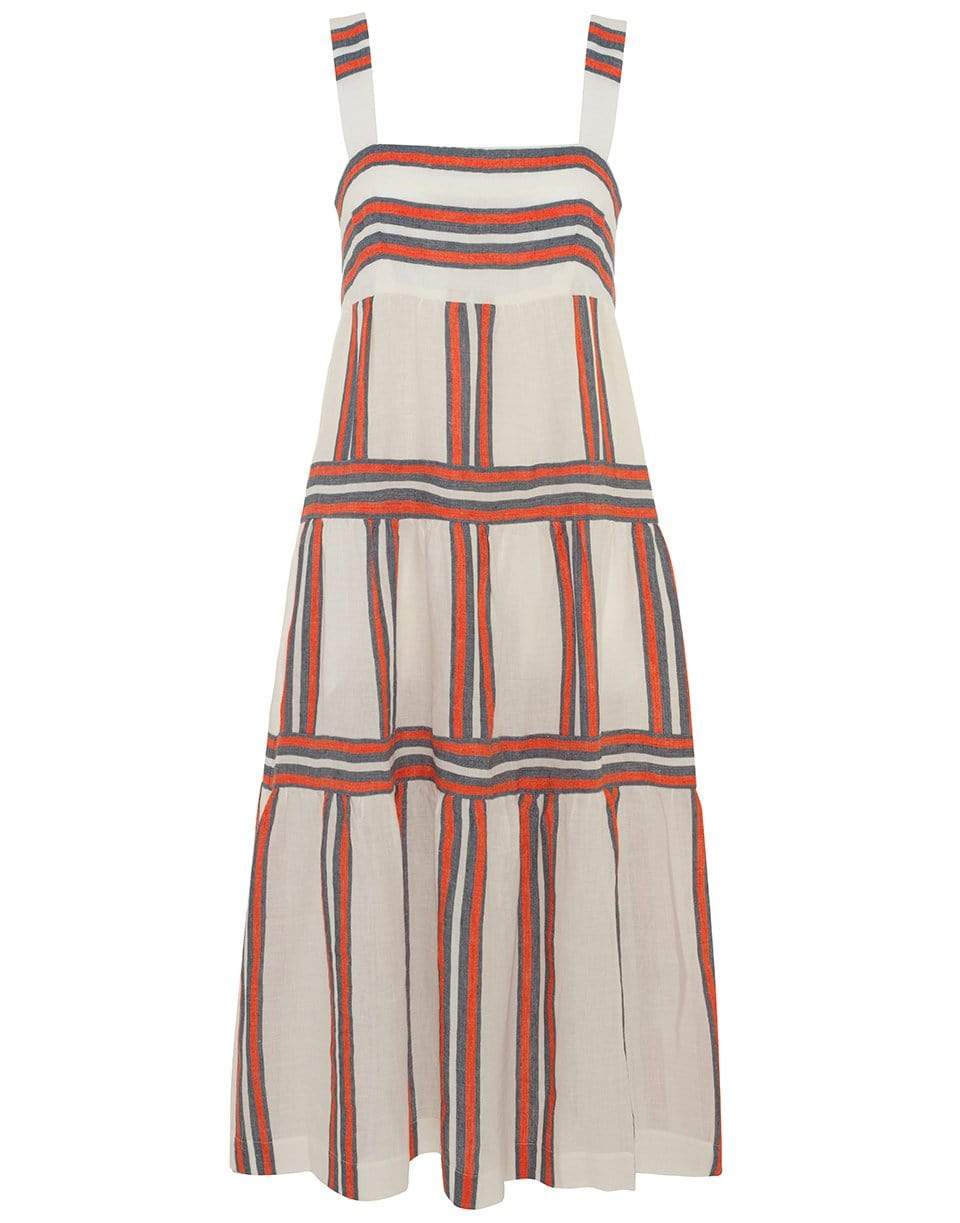 THREE GRACES LONDON-Kitty Ankle Length Parasol Stripe Dress-