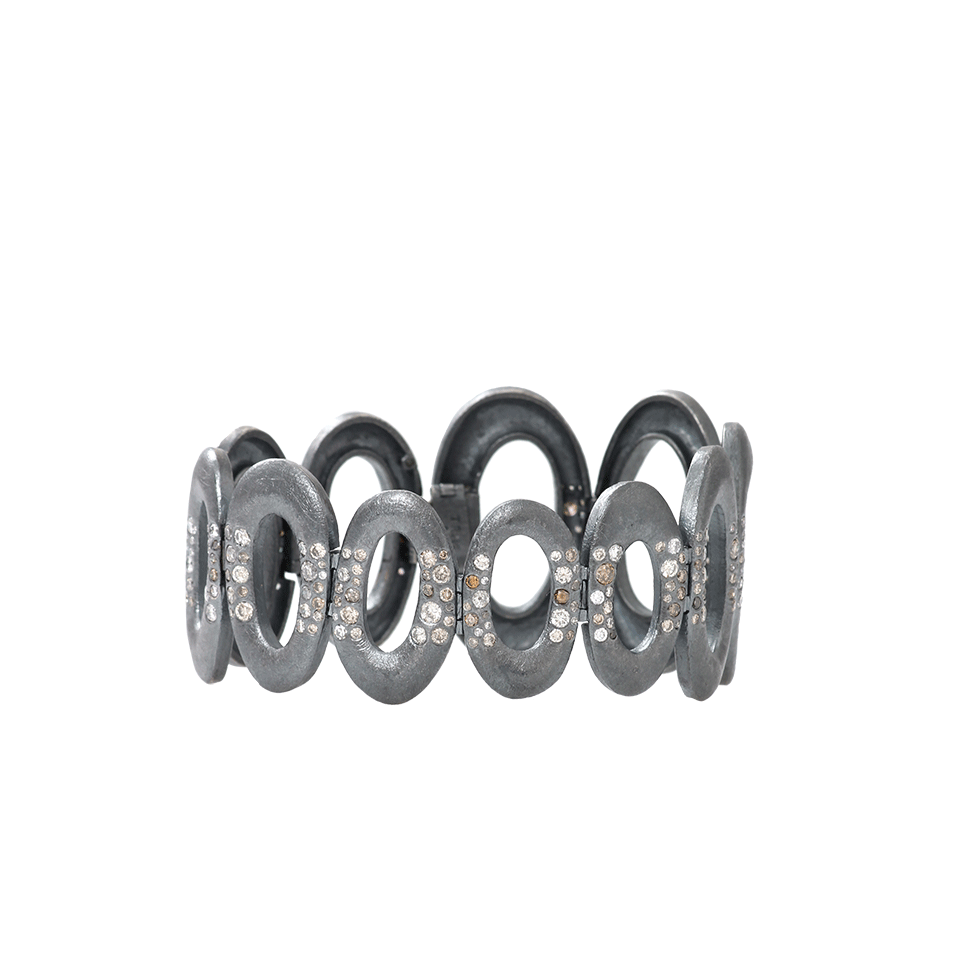 TODD REED-Diamond Oval Link Bracelet-SILVER