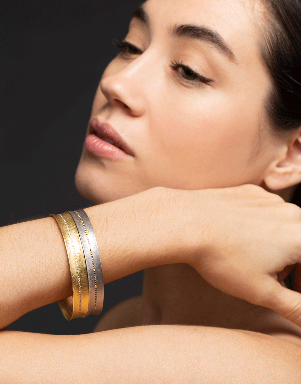 TODD REED-Flush Set Diamond Bangle-YELLOW GOLD