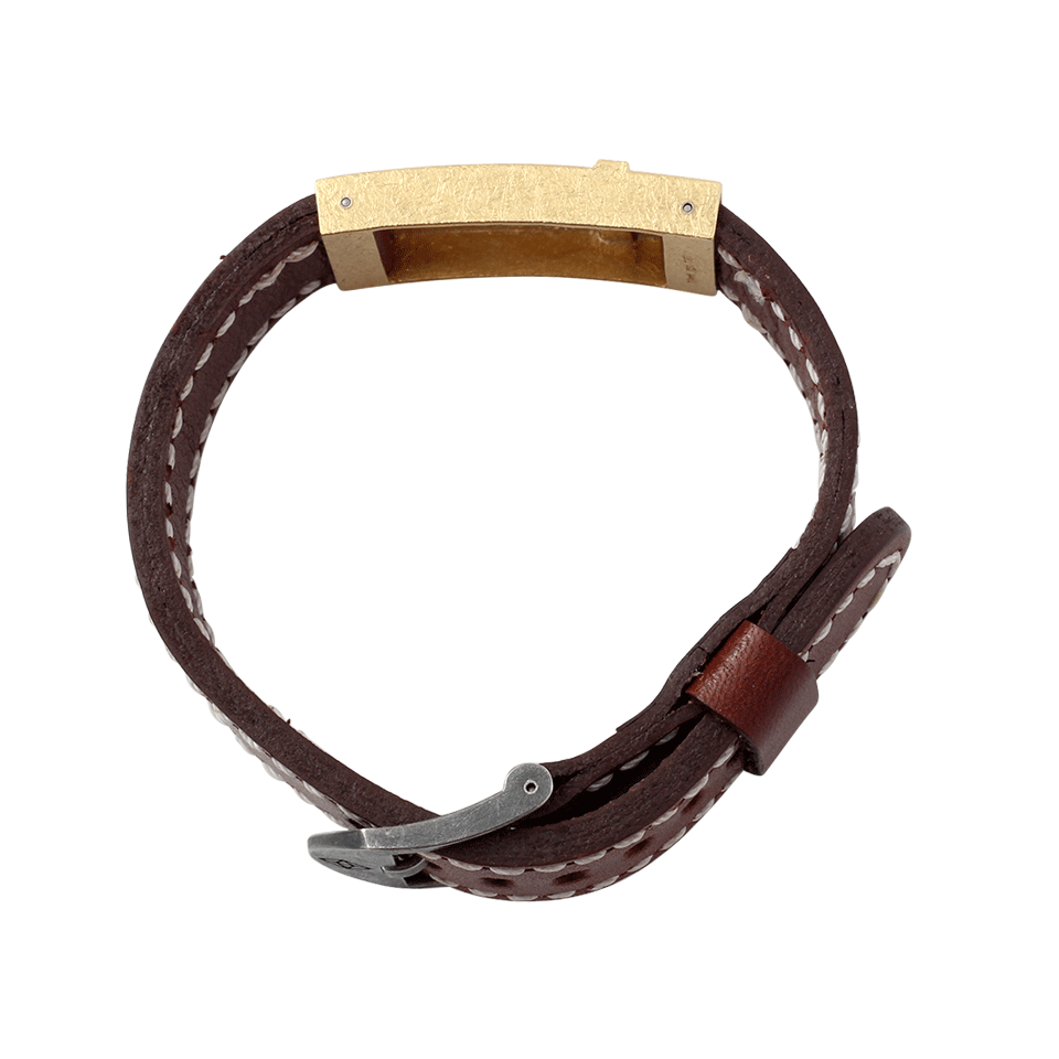 TODD REED-Leather Bracelet With Diamond Buckle-YELLOW GOLD
