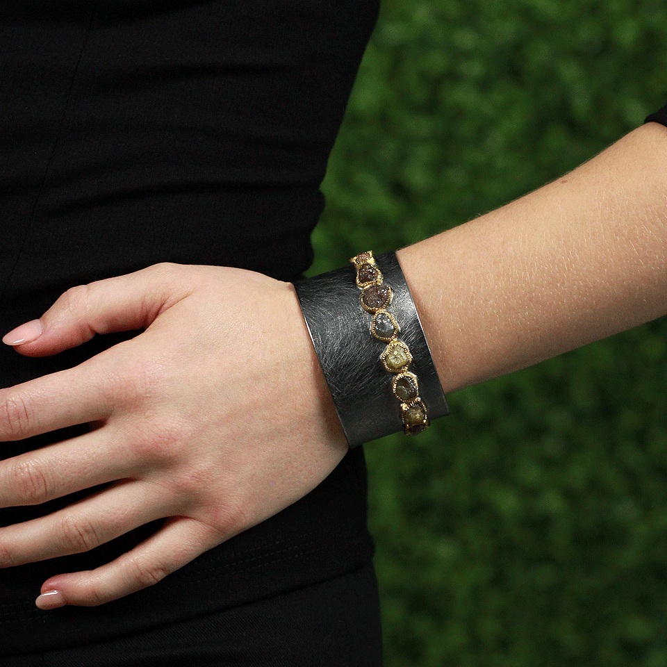 TODD REED-Raw Diamond Cuff Bracelet-SILVER