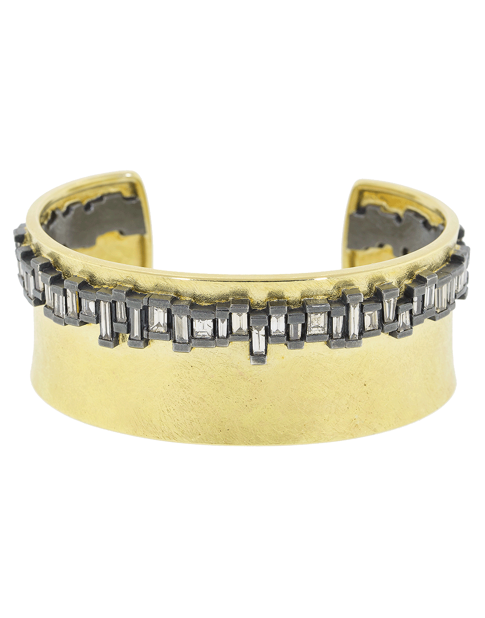 TODD REED-Diamond Baguette Cuff Bracelet-YELLOW GOLD