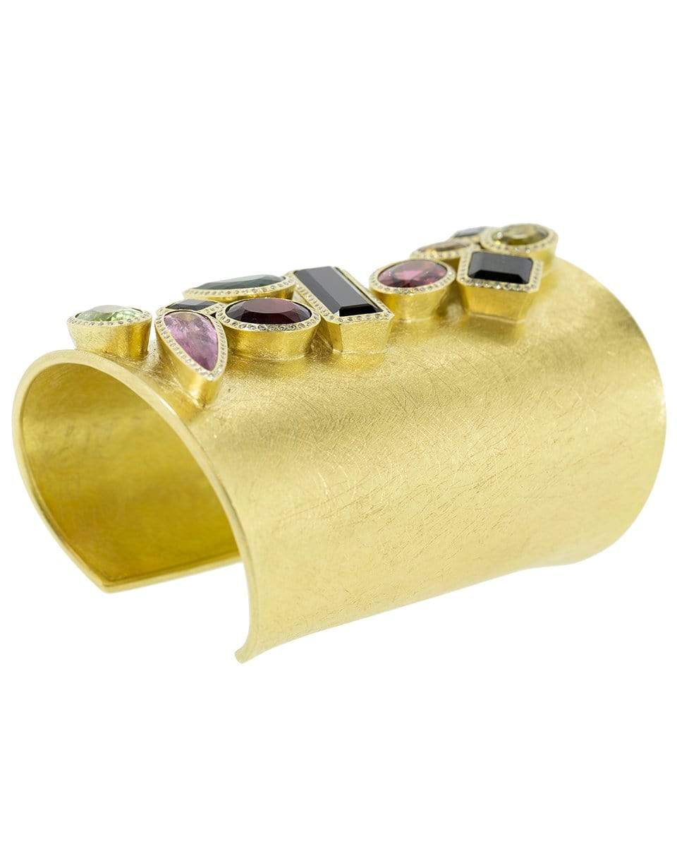 TODD REED-Large Multi Colored Tourmaline and Diamond Cuff-YELLOW GOLD