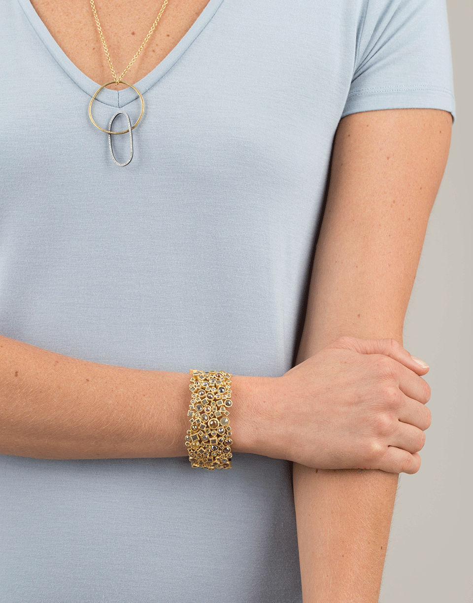 TODD REED-Natural Diamond Cluster Cuff Bracelet-YELLOW GOLD