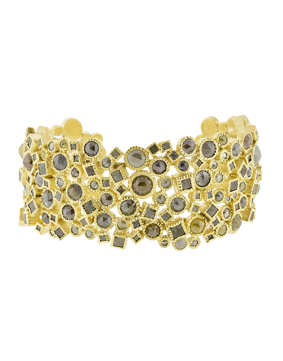 TODD REED-Natural Diamond Cluster Cuff Bracelet-YELLOW GOLD