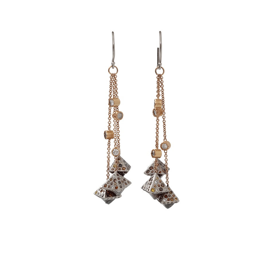 TODD REED-Diamond Octahedron Drop Earrings-ROSE GOLD