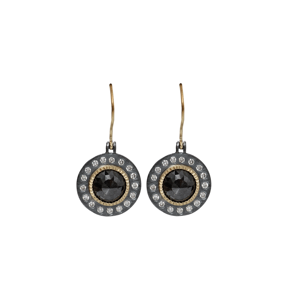 TODD REED-Black Diamond Drop Earrings-SILVER