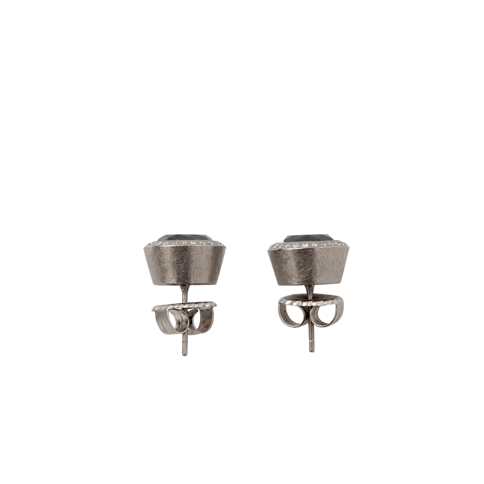 TODD REED-Black Diamond Stud Earrings-SILVER