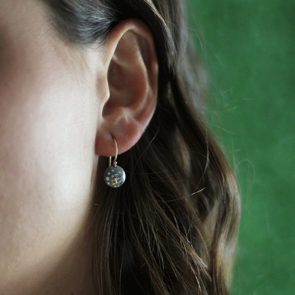 TODD REED-Diamond Circle Earrings-SILVER