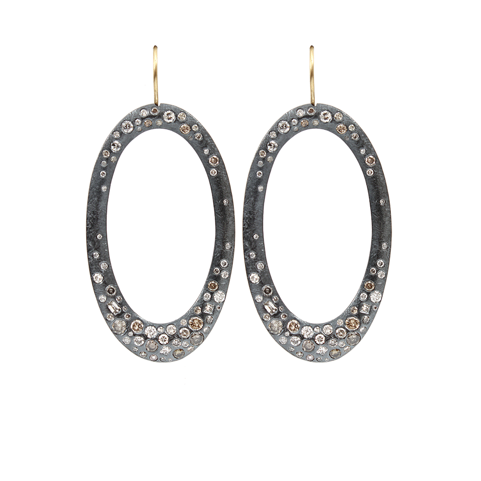 TODD REED-Diamond Pave Drop Earrings-SILVER