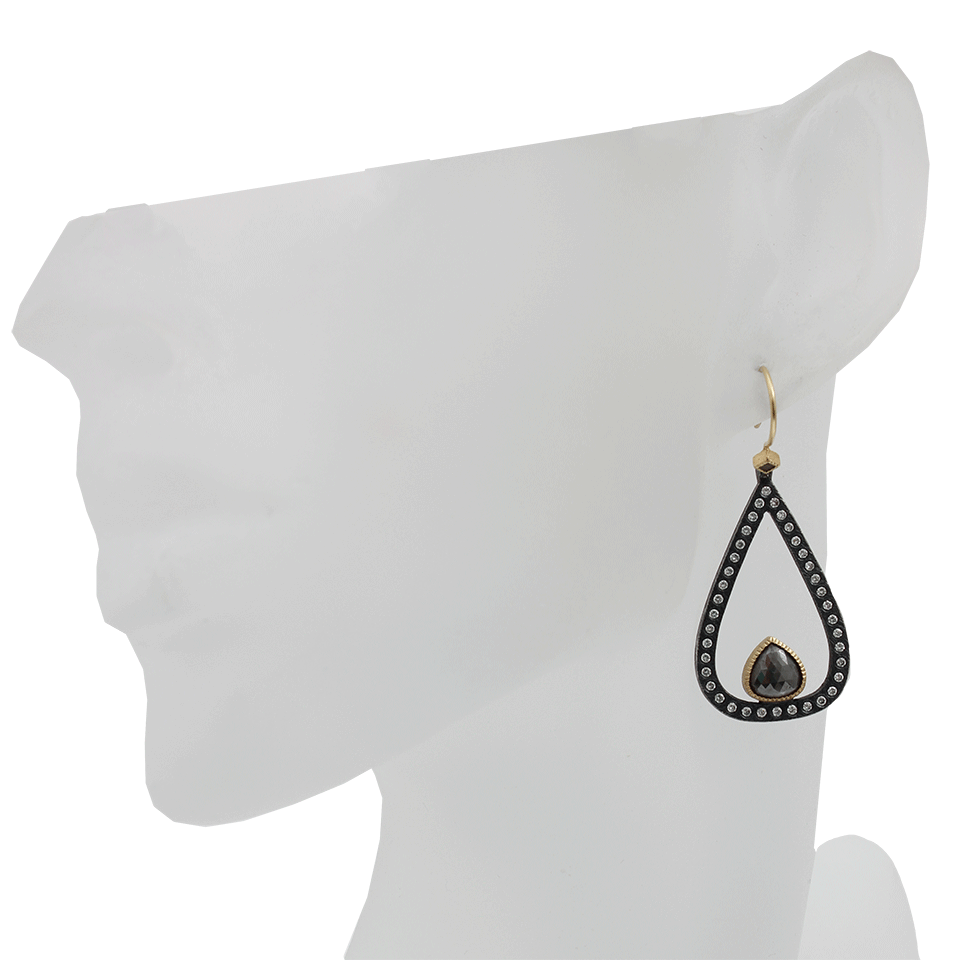 TODD REED-Fancy Diamond Teardrop Earrings-SILVER