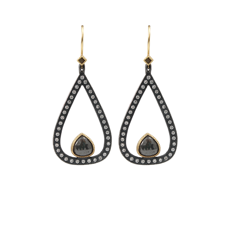 TODD REED-Fancy Diamond Teardrop Earrings-SILVER