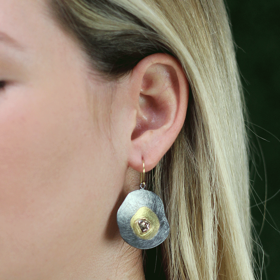 TODD REED-Raw Diamond Earrings-SILVER