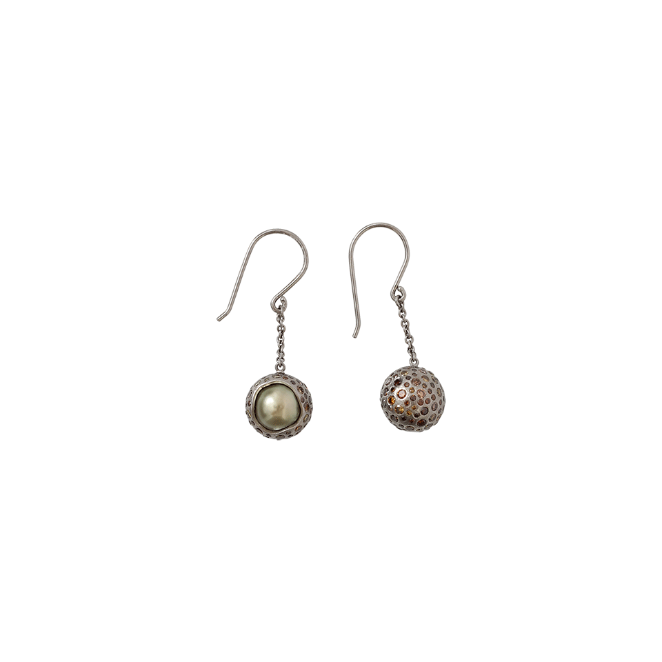 TODD REED-Tahitian Pearl And Diamond Drop Earrings-SILVER