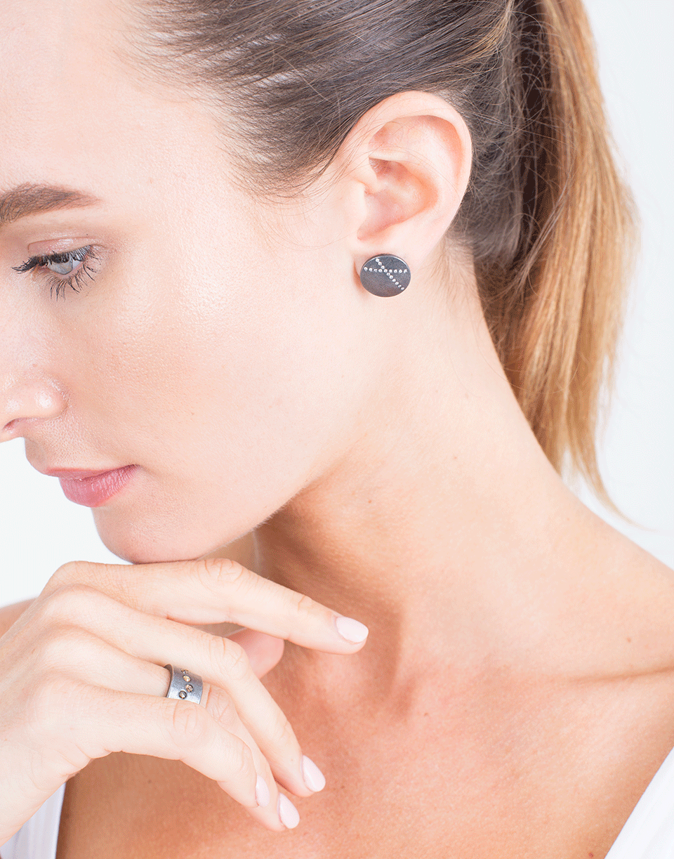 TODD REED-White Diamond X Stud Earrings-SILVER
