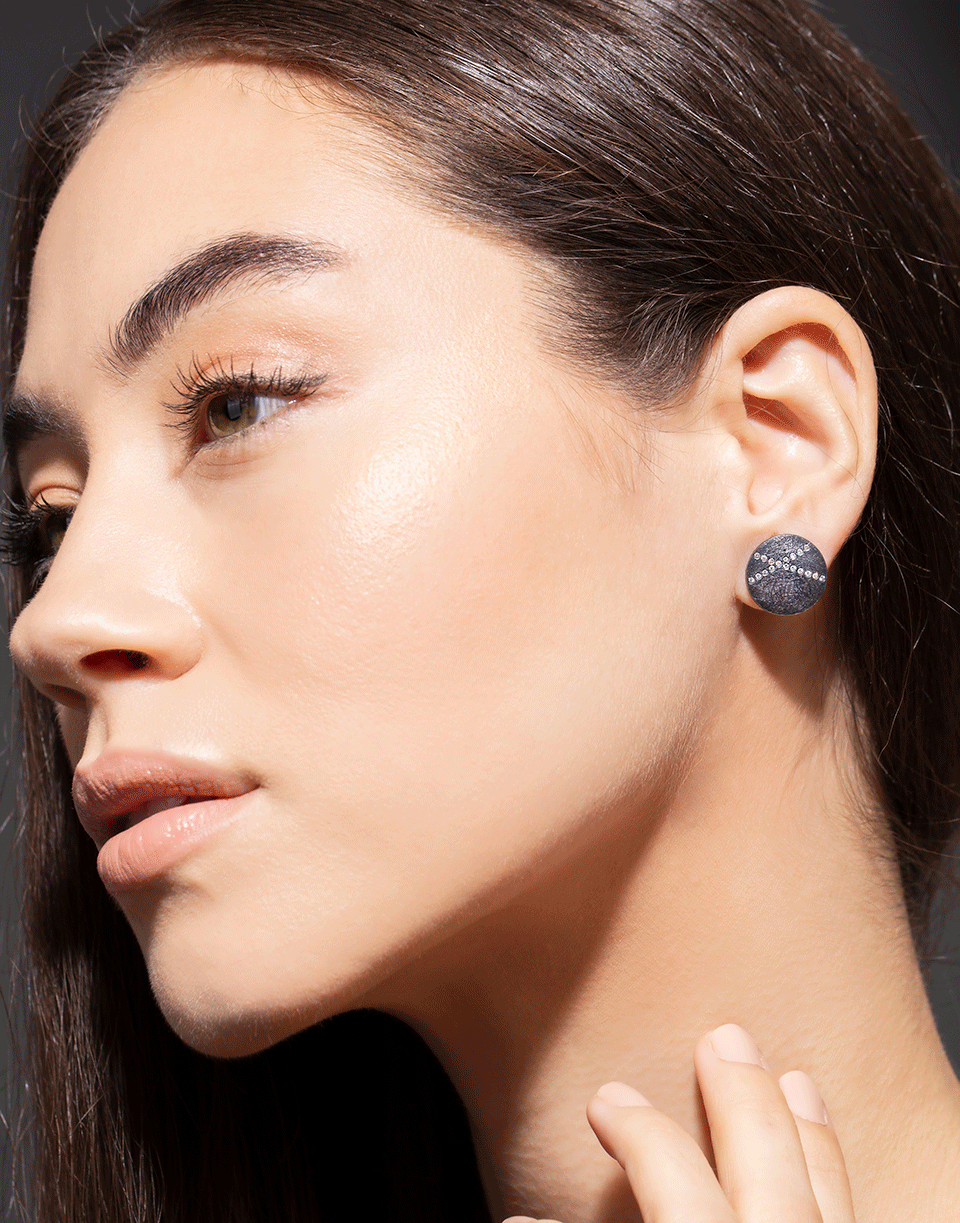 TODD REED-White Diamond X Stud Earrings-SILVER