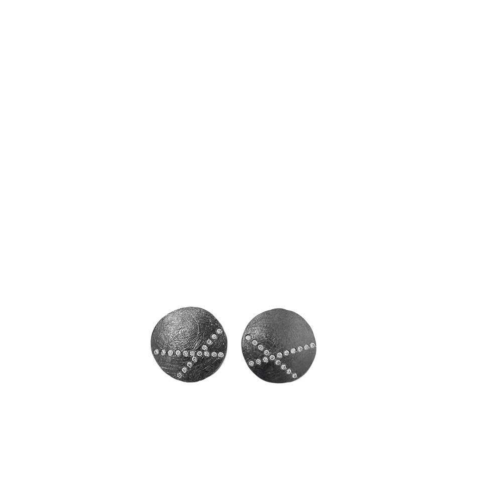 TODD REED-White Diamond X Stud Earrings-SILVER