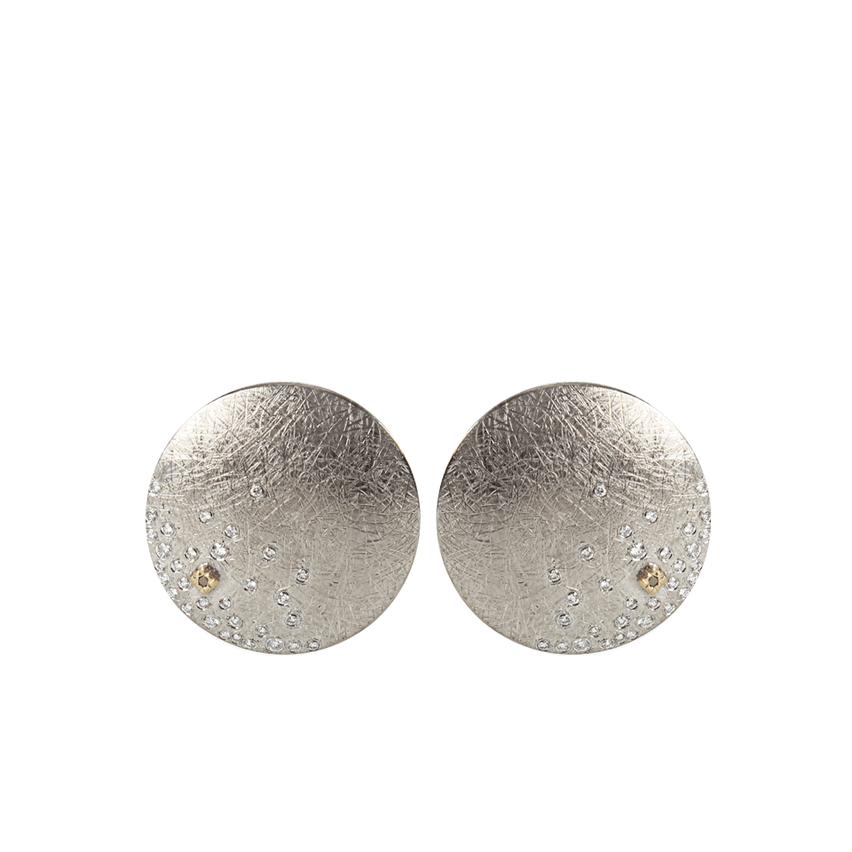 TODD REED-Palladium and Raw Diamond Disc Earrings-SLVR