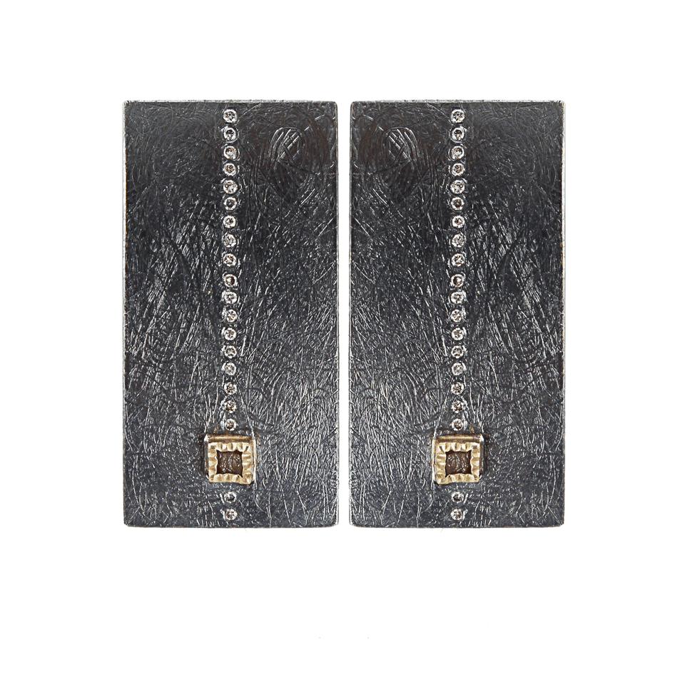 TODD REED-Raw Diamond Flat Bar Earrings-SLVR