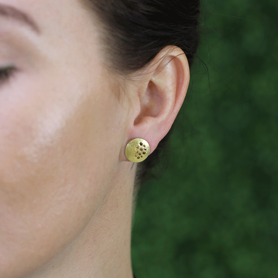 TODD REED-Autumn Diamond Stud Earrings-YELLOW GOLD