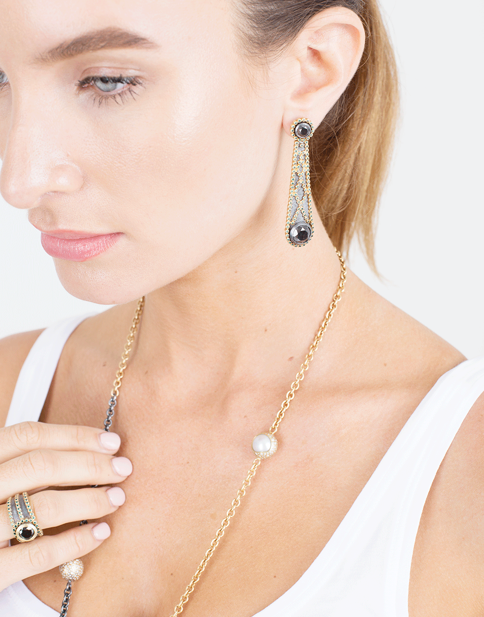 TODD REED-Black Diamond Earrings-YELLOW GOLD