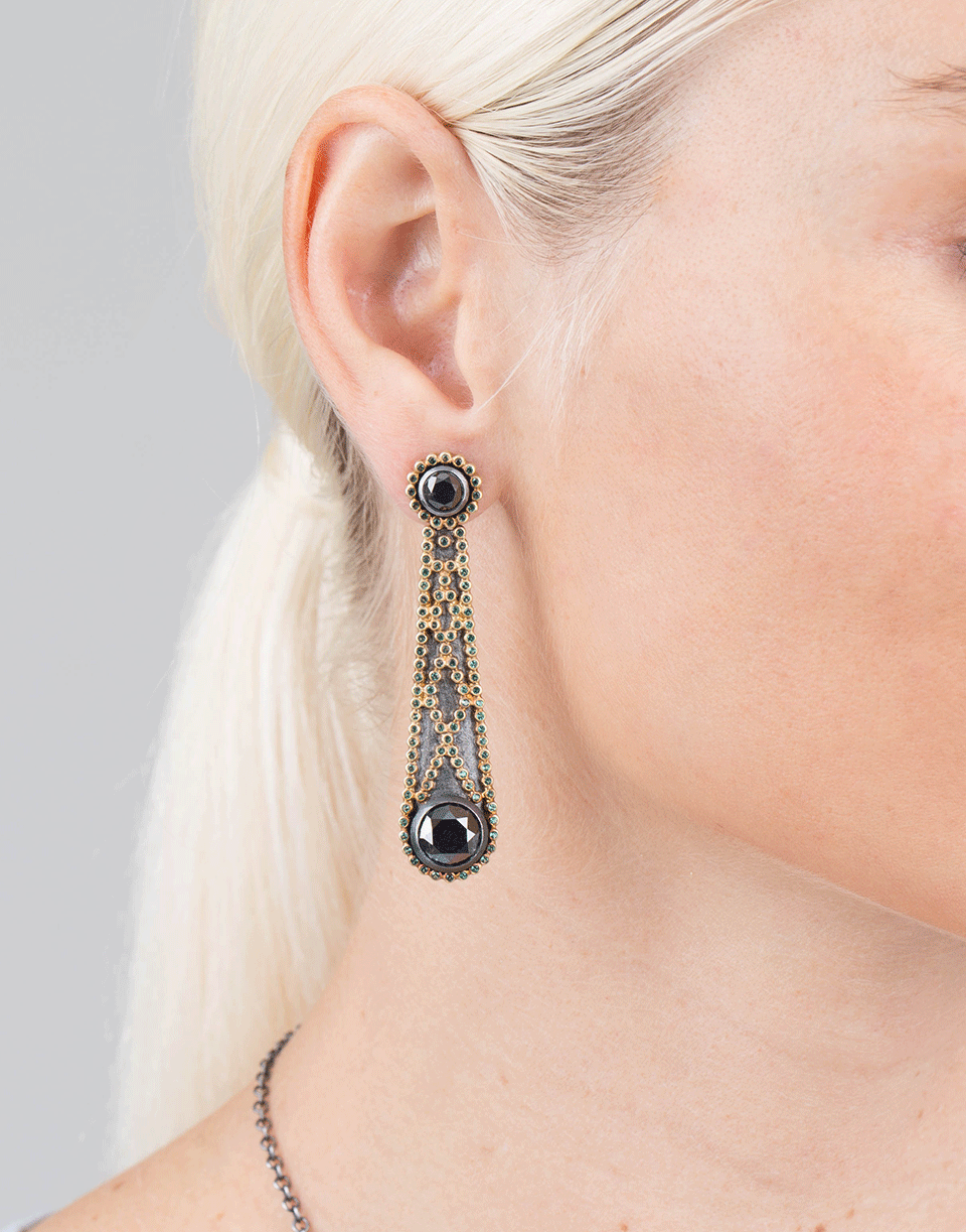 TODD REED-Black Diamond Earrings-YELLOW GOLD