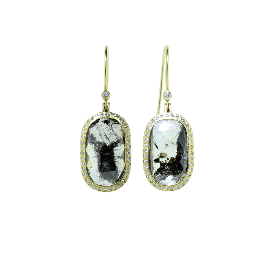 TODD REED-Black Fancy Diamond Drop Earrings-YELLOW GOLD
