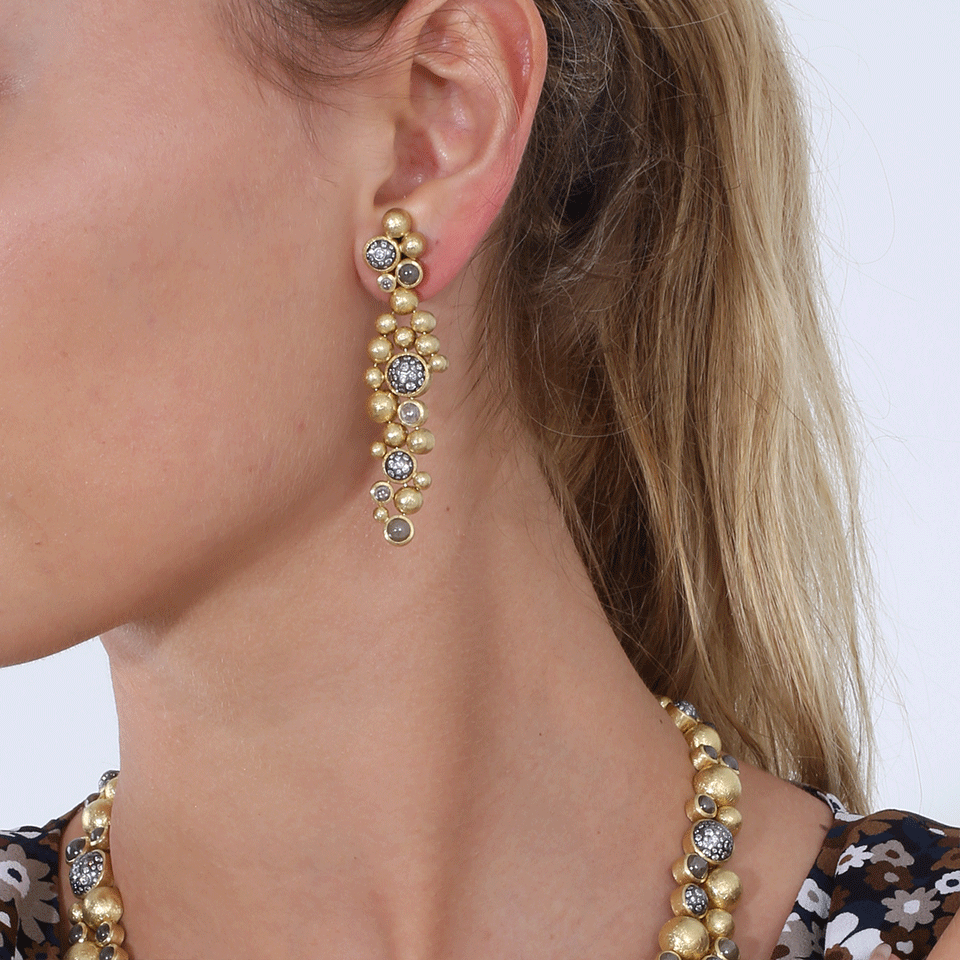 TODD REED-Cabachon Diamond Earrings-YELLOW GOLD