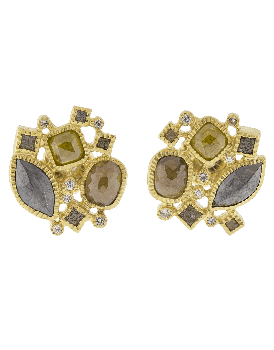 TODD REED-Cluster Stud Earrings-YELLOW GOLD