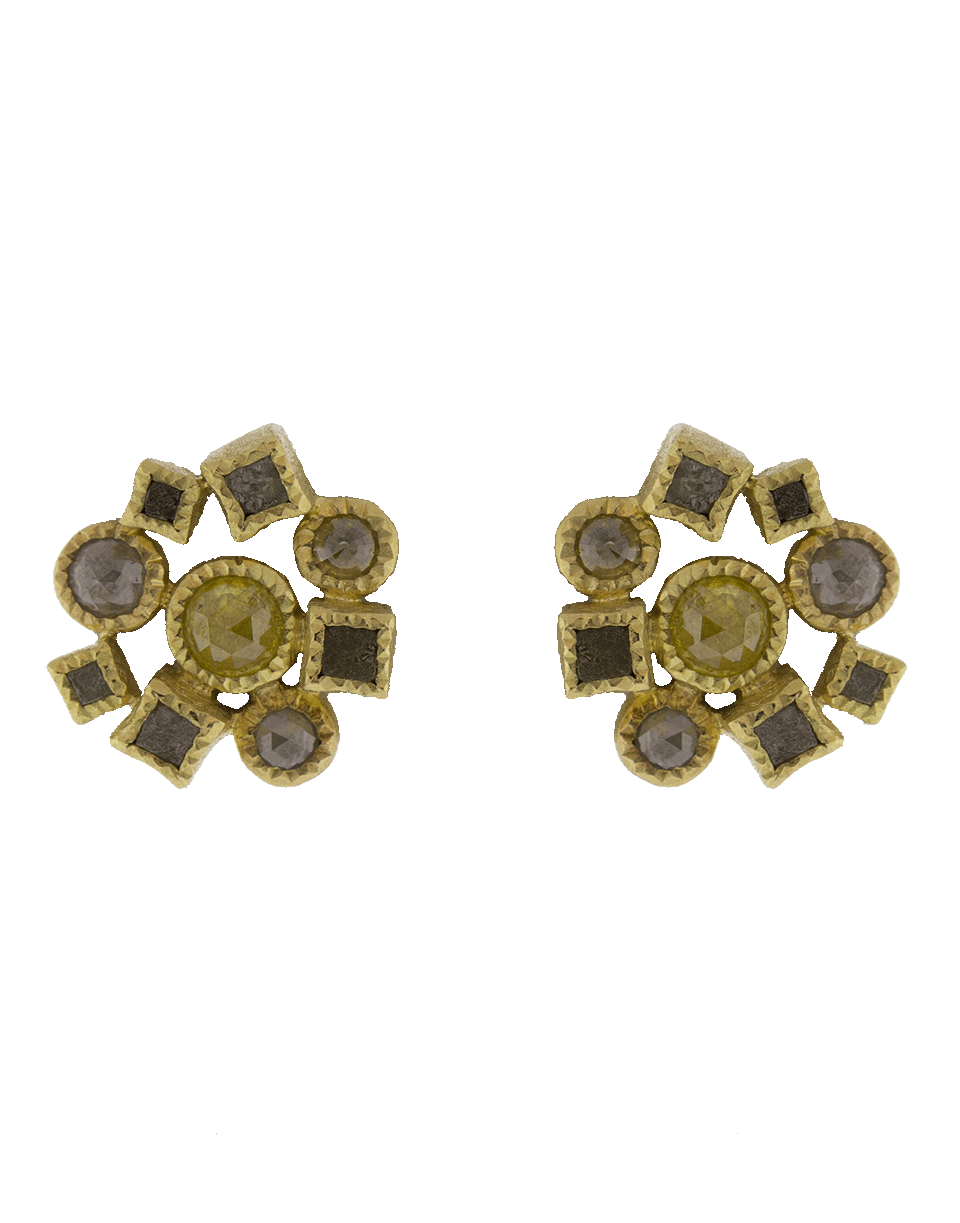 TODD REED-Cube Cluster Stud Earrings-YELLOW GOLD