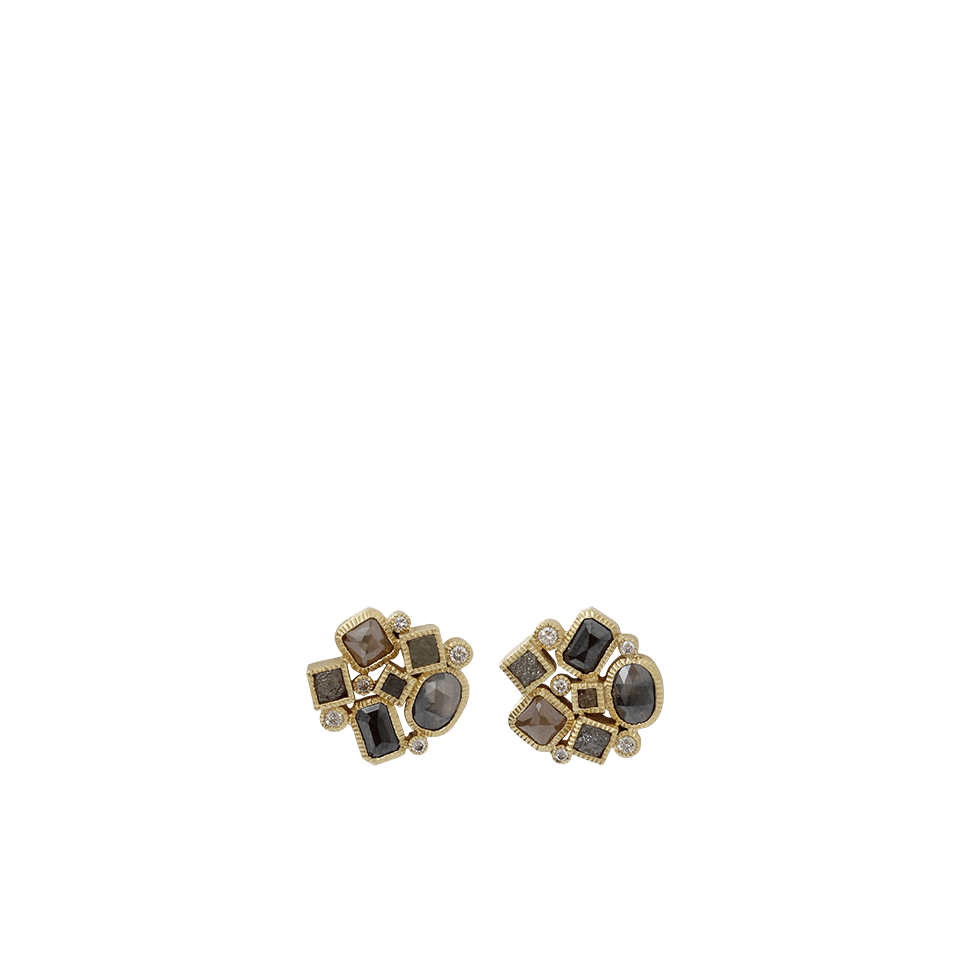 TODD REED-Diamond Cluster Stud Earrings-YELLOW GOLD