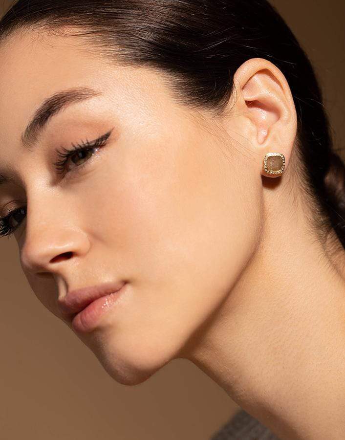 TODD REED-Fancy Cut Diamond Stud Earrings-YELLOW GOLD
