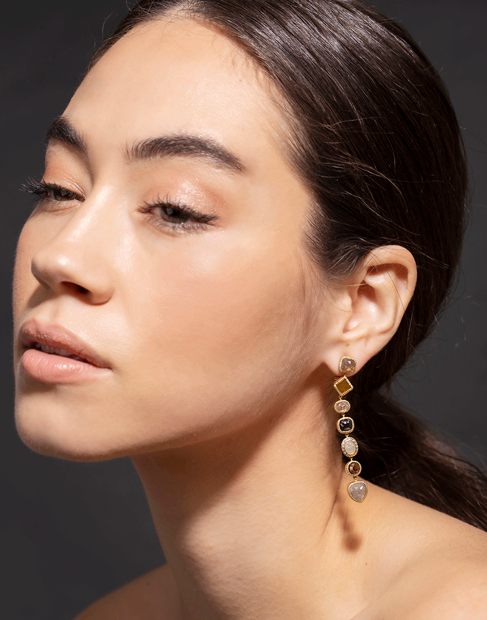 TODD REED-Fancy Diamond Drop Earrings-YELLOW GOLD