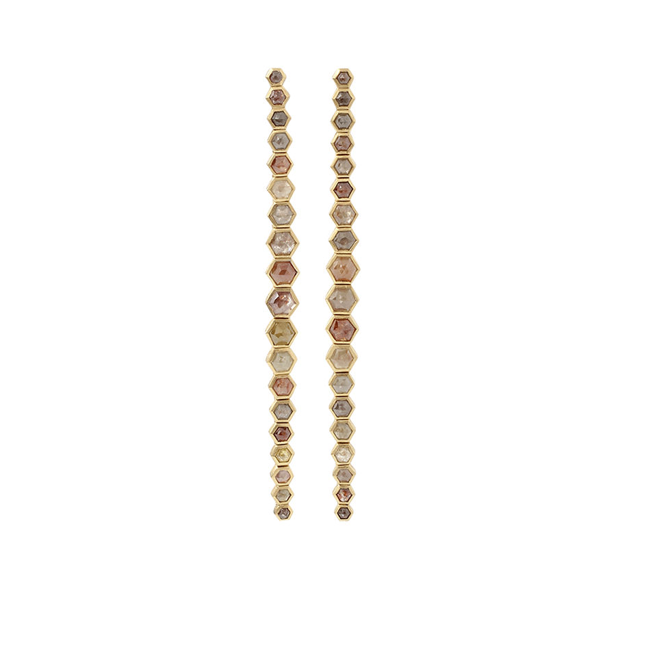 TODD REED-Fancy Diamond Long Drop Earrings-YELLOW GOLD
