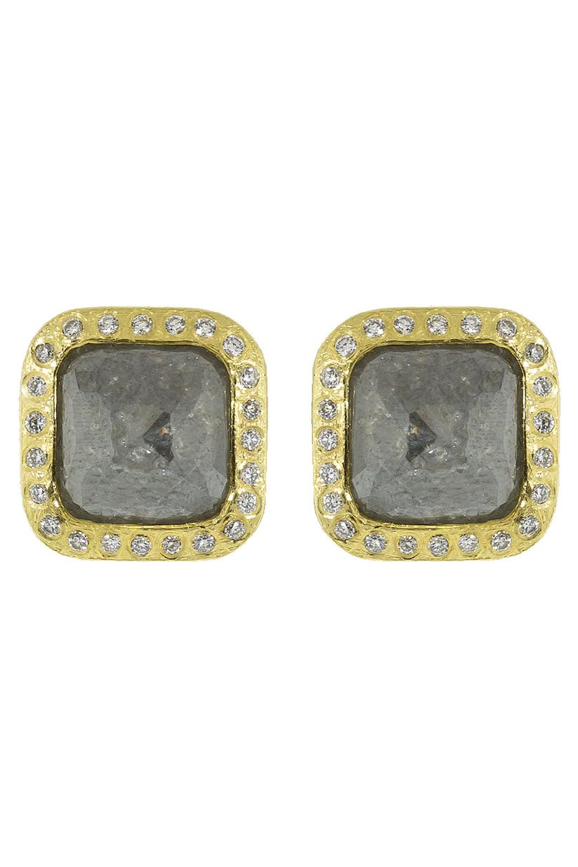 TODD REED-Fancy Diamond Stud Earrings-YELLOW GOLD