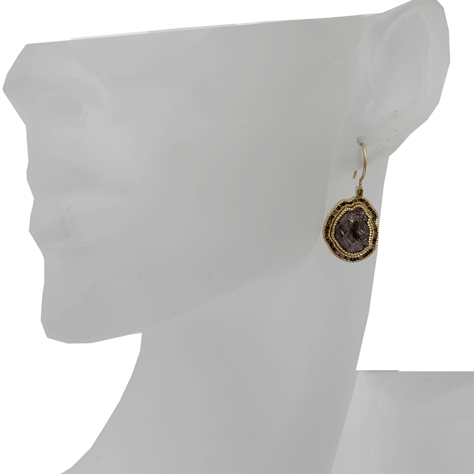TODD REED-Raw Diamond Drop Earrings-YELLOW GOLD