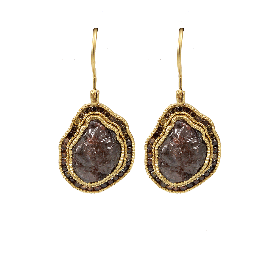 TODD REED-Raw Diamond Drop Earrings-YELLOW GOLD