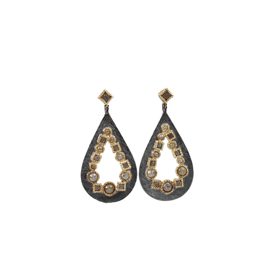 TODD REED-Raw Diamond Pear Shape Drop Earrings-YELLOW GOLD