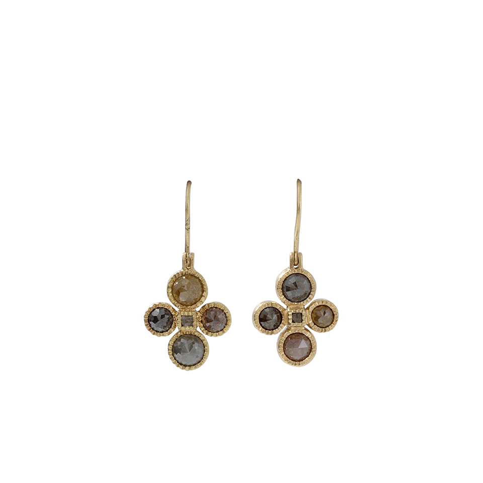 TODD REED-Rose Cut Diamond Drop Earrings-YELLOW GOLD