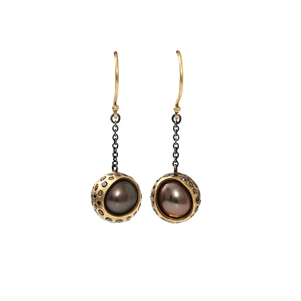 TODD REED-Tahitian Pearl Drop Earrings-YELLOW GOLD