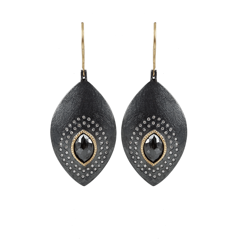 TODD REED-Black Diamond Elipse Earrings-YLW GOLD